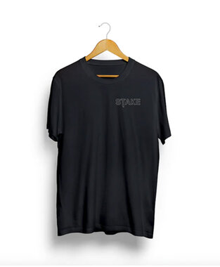 Stake - Black 'Outline logo small' T-Shirt